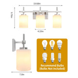 Jasper Gold Modern Frosted Glass 3-Light Bathroom Vanity Light-壁灯-Parc Decor