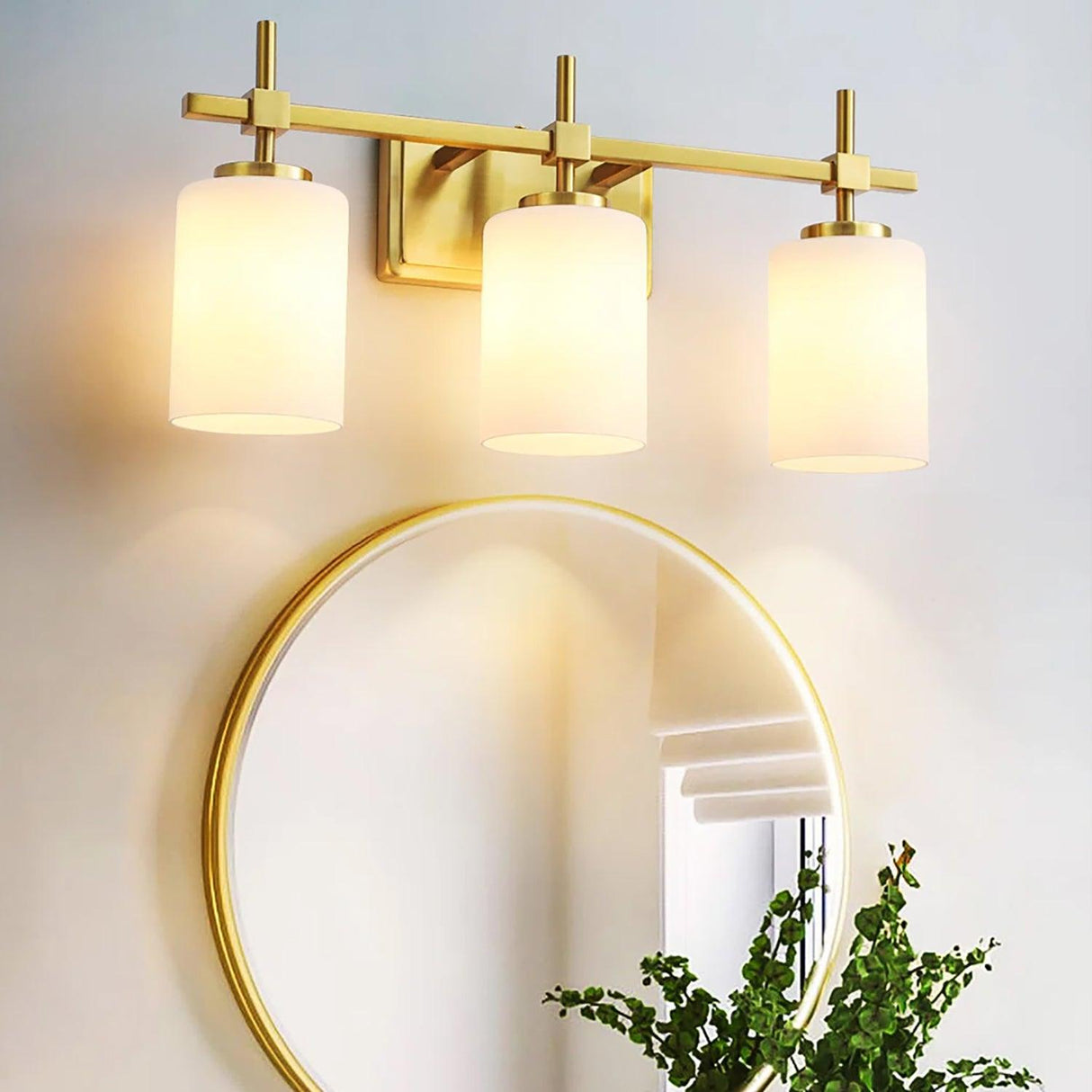 Jasper Gold Modern Frosted Glass 3-Light Bathroom Vanity Light-壁灯-Parc Decor