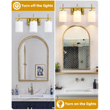 Jasper Gold Modern Frosted Glass 3-Light Bathroom Vanity Light-壁灯-Parc Decor