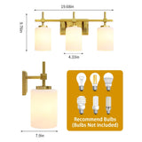 Jasper Gold Modern Frosted Glass 3-Light Bathroom Vanity Light-壁灯-Parc Decor