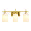 Jasper Gold Modern Frosted Glass 3-Light Bathroom Vanity Light