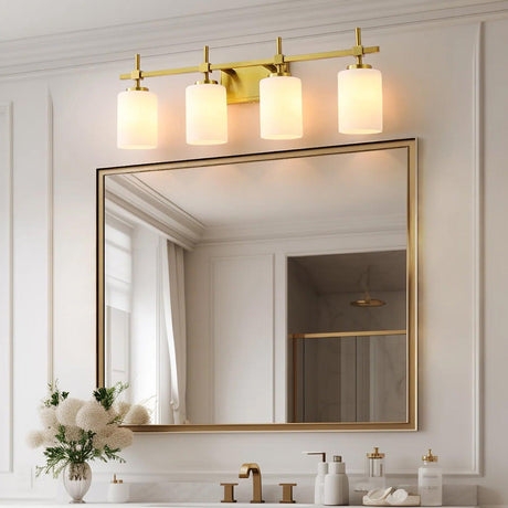 Jasper Gold Modern Frosted Glass 4-Light Bathroom Vanity Light-壁灯-Parc Decor