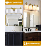 Jasper Gold Modern Frosted Glass 4-Light Bathroom Vanity Light-壁灯-Parc Decor