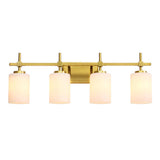 Jasper Gold Modern Frosted Glass 4-Light Bathroom Vanity Light-壁灯-Parc Decor