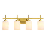 Jasper Gold Modern Frosted Glass 4-Light Bathroom Vanity Light