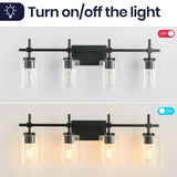 Jasper Modern 4-Light Clear Glass Bathroom Lights Linear Vanity Light