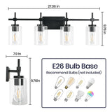 Jasper Modern 4-Light Clear Glass Bathroom Lights Linear Vanity Light