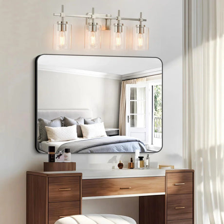 Jasper Modern 4-Light Clear Glass Bathroom Lights Linear Vanity Light-壁灯-Parc Decor