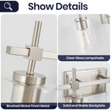 Jasper Modern 4-Light Clear Glass Bathroom Lights Linear Vanity Light-壁灯-Parc Decor