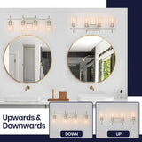 Jasper Modern 4-Light Clear Glass Bathroom Lights Linear Vanity Light-壁灯-Parc Decor