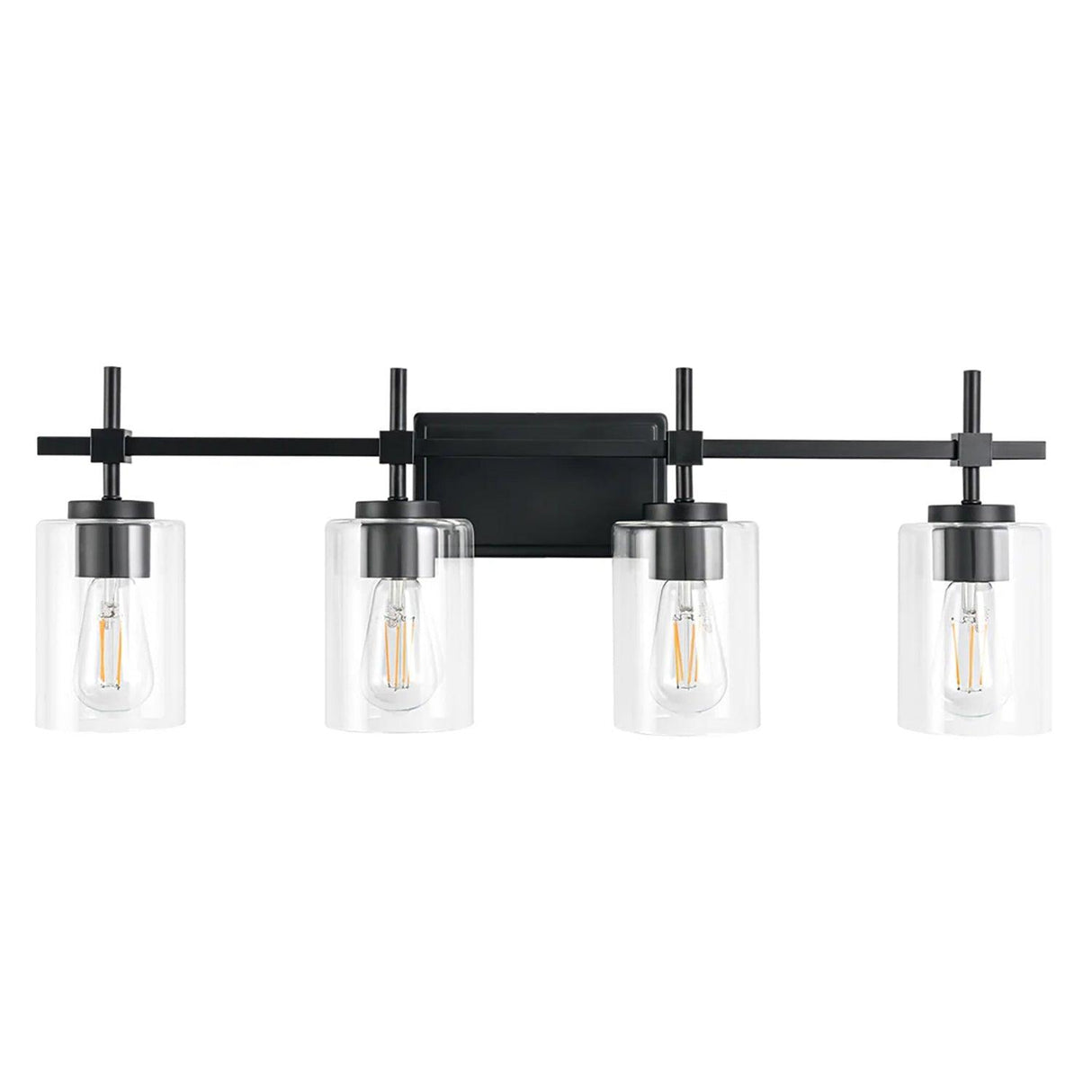 Jasper Modern 4-Light Clear Glass Bathroom Lights Linear Vanity Light-壁灯-Parc Decor