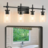Jasper Modern 4-Light Clear Glass Bathroom Lights Linear Vanity Light-壁灯-Parc Decor