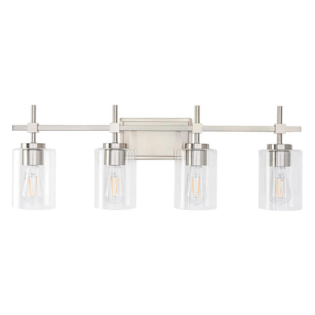 Jasper Modern 4-Light Clear Glass Bathroom Lights Linear Vanity Light-壁灯-Parc Decor