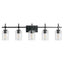 Jasper Modern Brushed Nickel & Black Clear Glass 5-Light Bathroom Linear Vanity Light