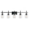 Jasper Modern Brushed Nickel & Black Clear Glass 5-Light Bathroom Linear Vanity Light-壁灯-Parc Decor