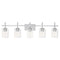 Jasper Modern Brushed Nickel & Black Clear Glass 5-Light Bathroom Linear Vanity Light-壁灯-Parc Decor