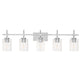 Jasper Modern Brushed Nickel & Black Clear Glass 5-Light Bathroom Linear Vanity Light-壁灯-Parc Decor