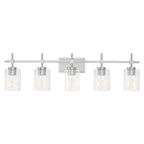Jasper Modern Brushed Nickel & Black Clear Glass 5-Light Bathroom Linear Vanity Light
