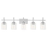 Jasper Modern Brushed Nickel & Black Clear Glass 5-Light Bathroom Linear Vanity Light