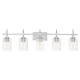 Jasper Modern Brushed Nickel & Black Clear Glass 5-Light Bathroom Linear Vanity Light