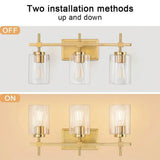 Jasper Modern Clear Glass 3-Light Bathroom Vanity Light