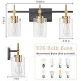Jasper Modern Clear Glass 3-Light Bathroom Vanity Light