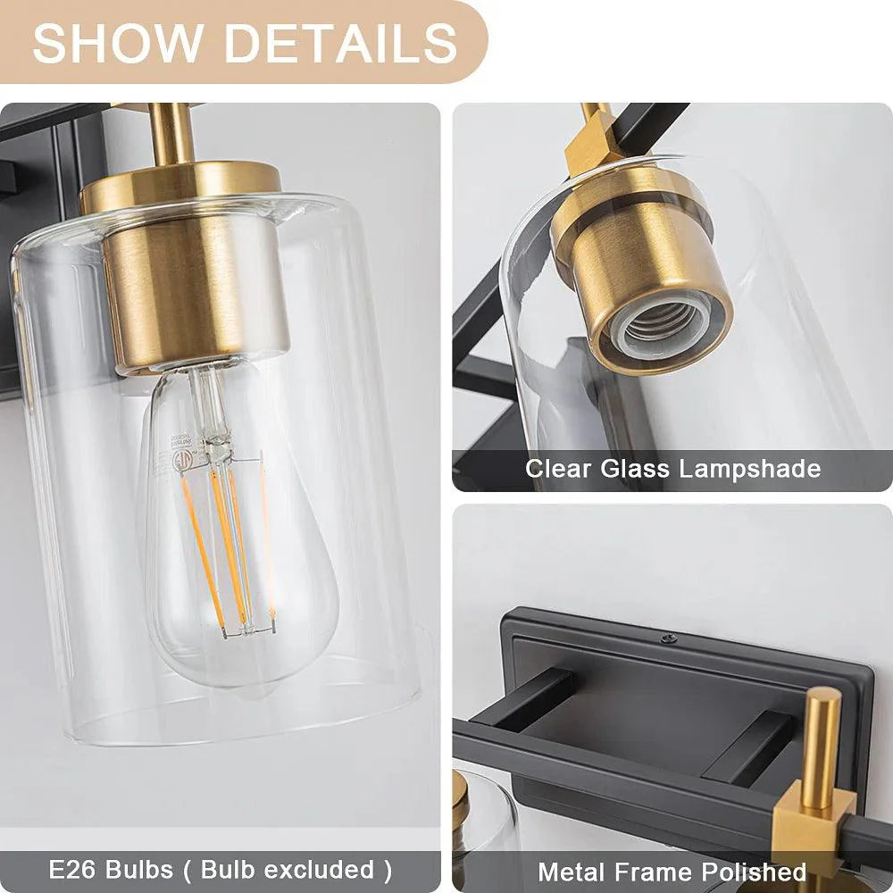 Jasper Modern Clear Glass 3-Light Bathroom Vanity Light-壁灯-Parc Decor