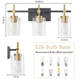 Jasper Modern Clear Glass 3-Light Bathroom Vanity Light-壁灯-Parc Decor