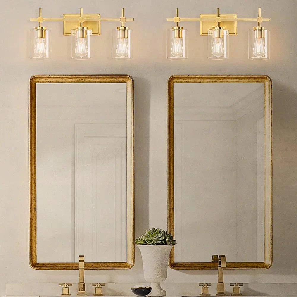 Jasper Modern Clear Glass 3-Light Bathroom Vanity Light-壁灯-Parc Decor