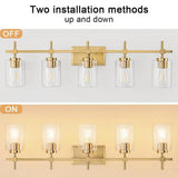 Jasper Modern Clear Glass 5-Light Bathroom Vanity Light