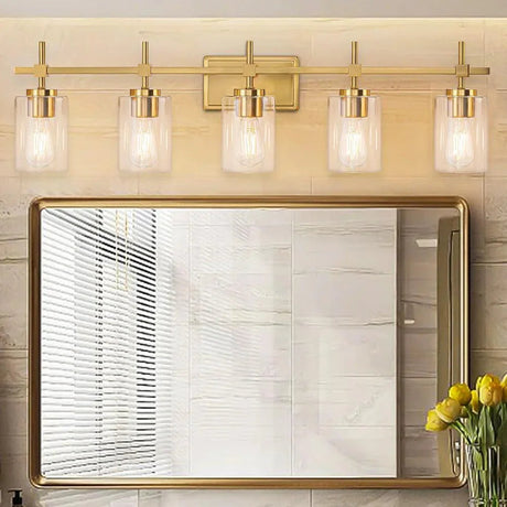 Jasper Modern Clear Glass 5-Light Bathroom Vanity Light