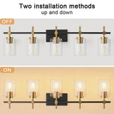 Jasper Modern Clear Glass 5-Light Bathroom Vanity Light