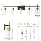 Jasper Modern Clear Glass 5-Light Bathroom Vanity Light