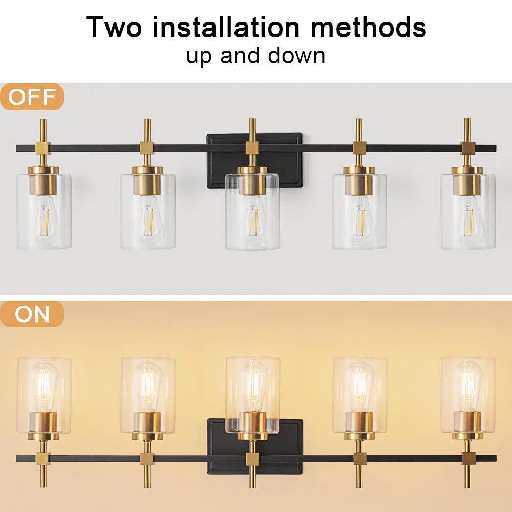 Jasper Modern Clear Glass 5-Light Bathroom Vanity Light-壁灯-Parc Decor