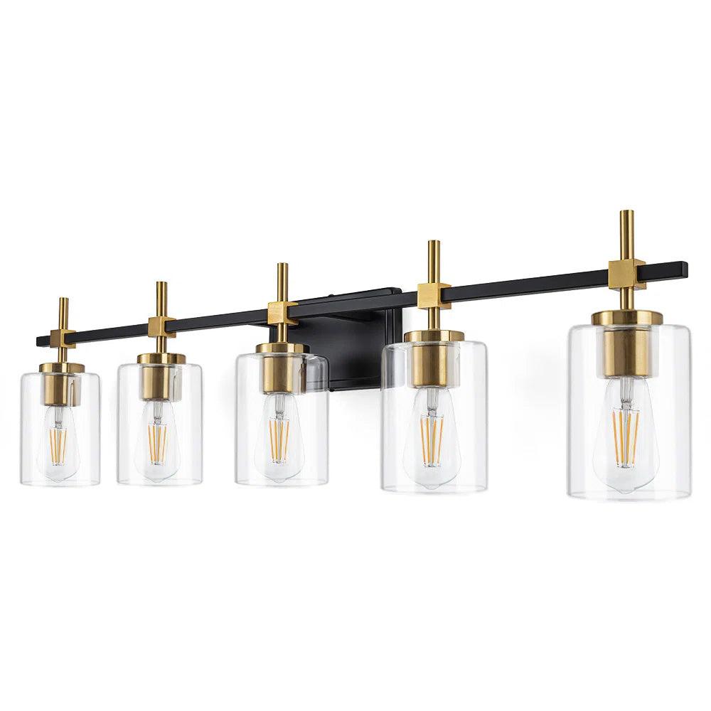 Jasper Modern Clear Glass 5-Light Bathroom Vanity Light-壁灯-Parc Decor