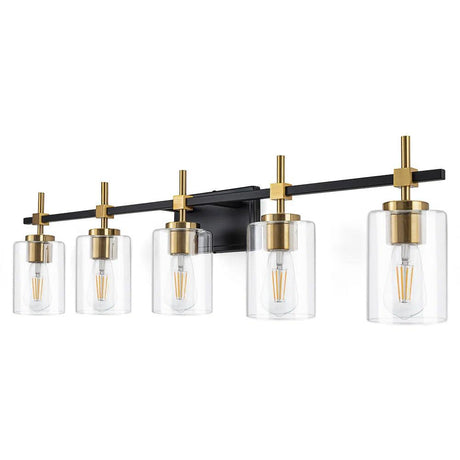 Jasper Modern Clear Glass 5-Light Bathroom Vanity Light-壁灯-Parc Decor