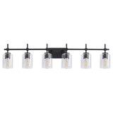 Jasper Modern Clear Glass 6-Light Bathroom Vanity Light