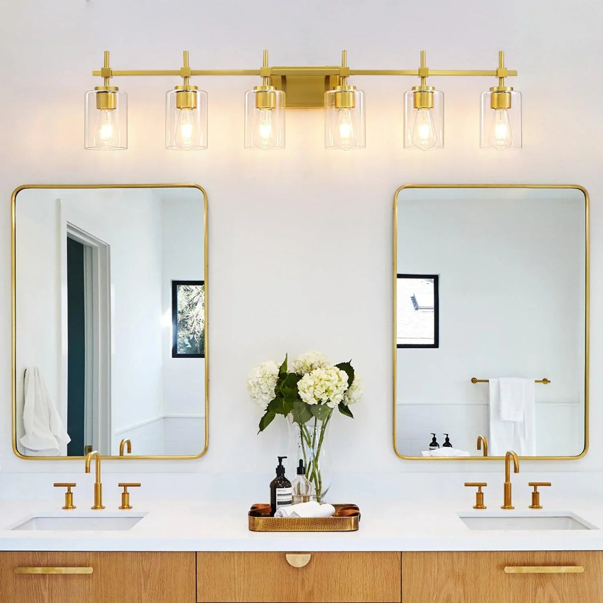 Jasper Modern Clear Glass 6-Light Bathroom Vanity Light
