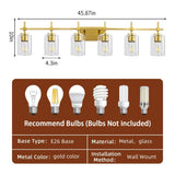 Jasper Modern Clear Glass 6-Light Bathroom Vanity Light