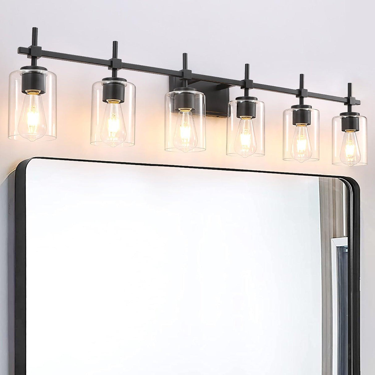 Jasper Modern Clear Glass 6-Light Bathroom Vanity Light-壁灯-Parc Decor