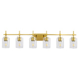 Jasper Modern Clear Glass 6-Light Bathroom Vanity Light-壁灯-Parc Decor