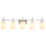 Jasper Modern Frosted Glass 5-Light Bathroom Linear Vanity Light
