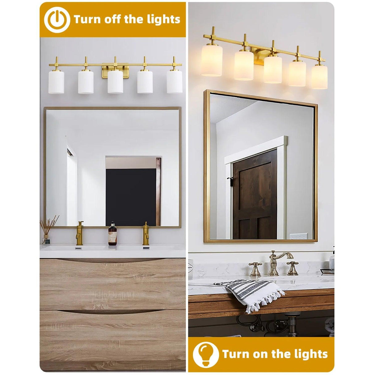Jasper Modern Frosted Glass 5-Light Bathroom Linear Vanity Light-壁灯-Parc Decor