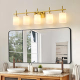 Jasper Modern Frosted Glass 5-Light Bathroom Linear Vanity Light-壁灯-Parc Decor