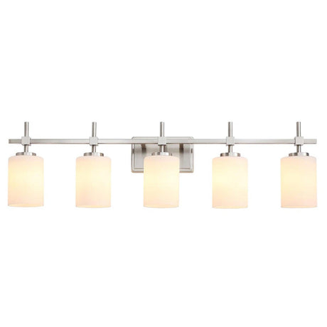 Jasper Modern Frosted Glass 5-Light Bathroom Linear Vanity Light-壁灯-Parc Decor