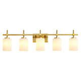 Jasper Modern Frosted Glass 5-Light Bathroom Linear Vanity Light-壁灯-Parc Decor