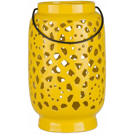 Jeiseyville Yellow Geometric Ceramic Lantern-Decor-Parc Decor