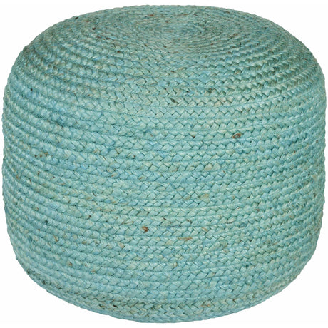 Jenkinjones Knitted Aqua Jute Pouf-Poufs-Parc Decor
