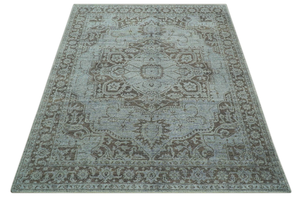 Jewel Custom Made Hand Knotted Traditional Design Brown Wool Area Rug