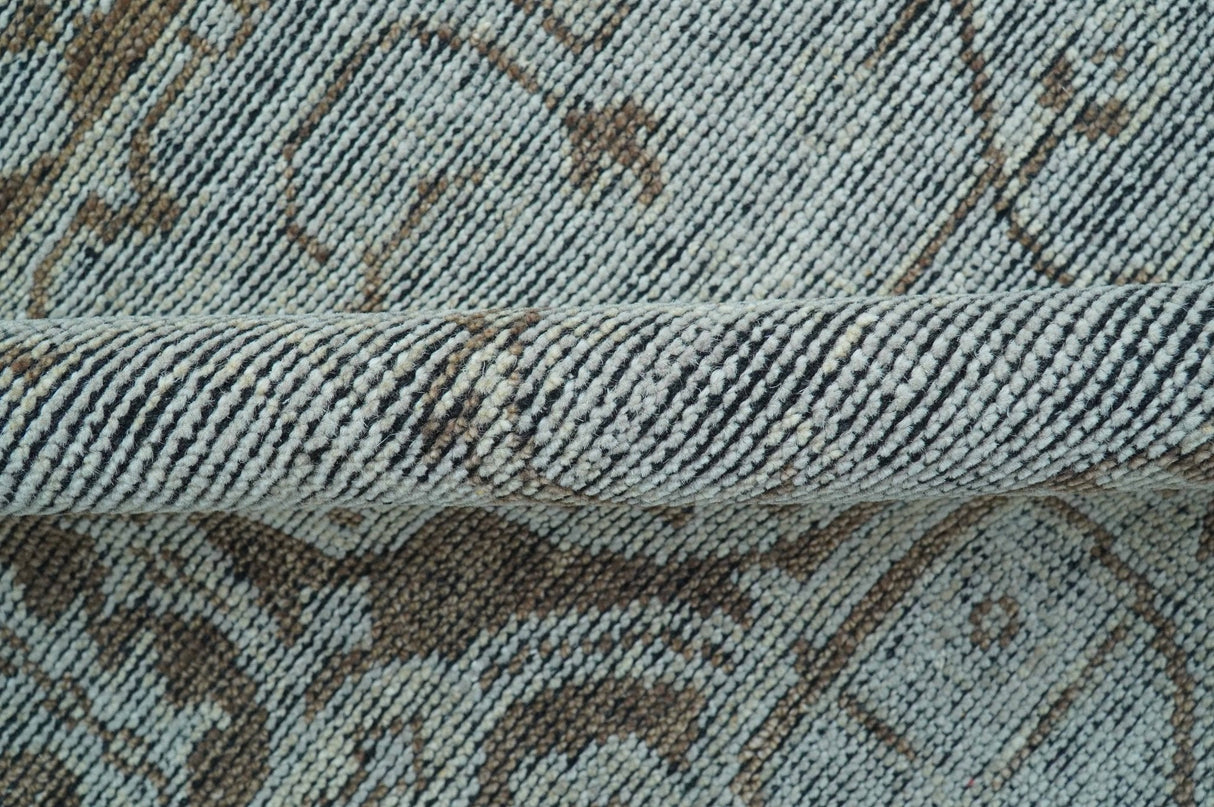 Jewel Custom Made Hand Knotted Traditional Design Brown Wool Area Rug